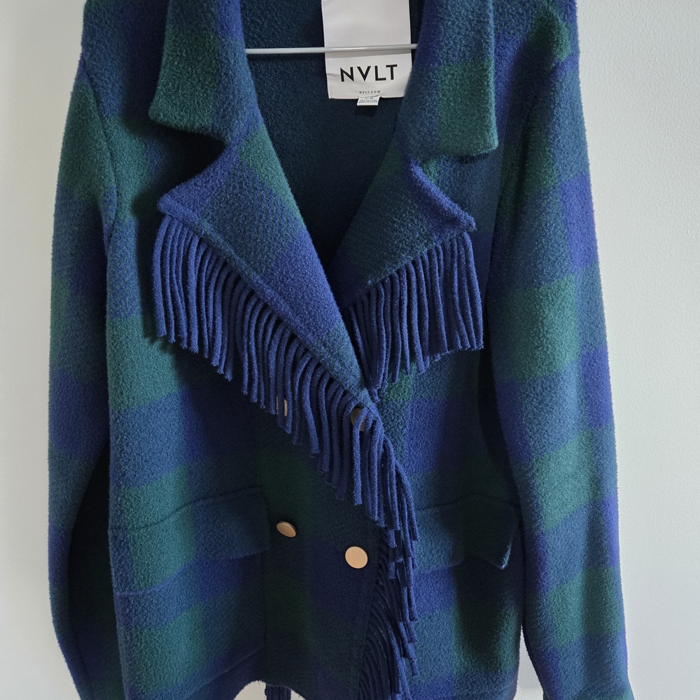 Anthropologie NVLT Women's Striped Blue and Green Blazer